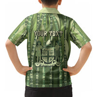 Personalised Fiji Language Week Sugarcane Masi Hawaiian Shirt Green Tapa Tribal Pattern
