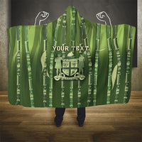Personalised Fiji Language Week Sugarcane Masi Hooded Blanket Green Tapa Tribal Pattern