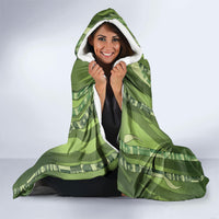 Personalised Fiji Language Week Sugarcane Masi Hooded Blanket Green Tapa Tribal Pattern