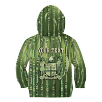 Personalised Fiji Language Week Sugarcane Masi Kid Hoodie Green Tapa Tribal Pattern