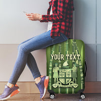 Personalised Fiji Language Week Sugarcane Masi Luggage Cover Green Tapa Tribal Pattern