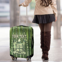Personalised Fiji Language Week Sugarcane Masi Luggage Cover Green Tapa Tribal Pattern