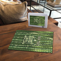 Personalised Fiji Language Week Sugarcane Masi Puzzle Green Tapa Tribal Pattern