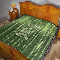 Personalised Fiji Language Week Sugarcane Masi Quilt Green Tapa Tribal Pattern