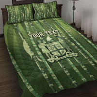 Personalised Fiji Language Week Sugarcane Masi Quilt Bed Set Green Tapa Tribal Pattern