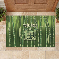 Personalised Fiji Language Week Sugarcane Masi Rubber Doormat Green Tapa Tribal Pattern