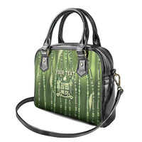 Personalised Fiji Language Week Sugarcane Masi Shoulder Handbag Green Tapa Tribal Pattern