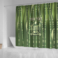 Personalised Fiji Language Week Sugarcane Masi Shower Curtain Green Tapa Tribal Pattern