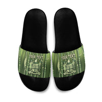 Personalised Fiji Language Week Sugarcane Masi Slide Sandals Green Tapa Tribal Pattern