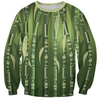 Personalised Fiji Language Week Sugarcane Masi Sweatshirt Green Tapa Tribal Pattern