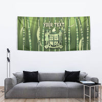 Personalised Fiji Language Week Sugarcane Masi Tapestry Green Tapa Tribal Pattern