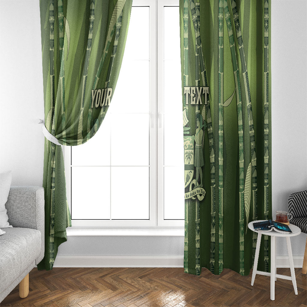 Personalised Fiji Language Week Sugarcane Masi Window Curtain Green Tapa Tribal Pattern
