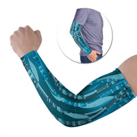 Personalised Fiji Language Week Sugarcane Masi Arm Sleeves Blue Tapa Tribal Pattern