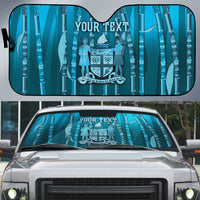 Personalised Fiji Language Week Sugarcane Masi Auto Sun Shade Blue Tapa Tribal Pattern