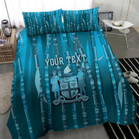 Personalised Fiji Language Week Sugarcane Masi Bedding Set Blue Tapa Tribal Pattern