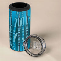 Personalised Fiji Language Week Sugarcane Masi 4 in 1 Can Cooler Tumbler Blue Tapa Tribal Pattern