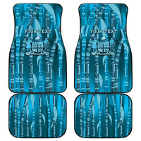Personalised Fiji Language Week Sugarcane Masi Car Mats Blue Tapa Tribal Pattern