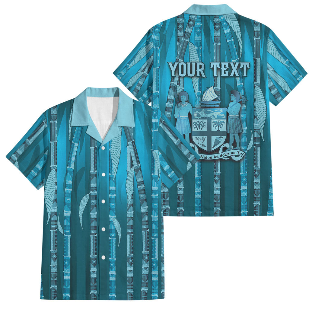 Personalised Fiji Language Week Sugarcane Masi Family Matching Summer Maxi Dress and Hawaiian Shirt Blue Tapa Tribal Pattern