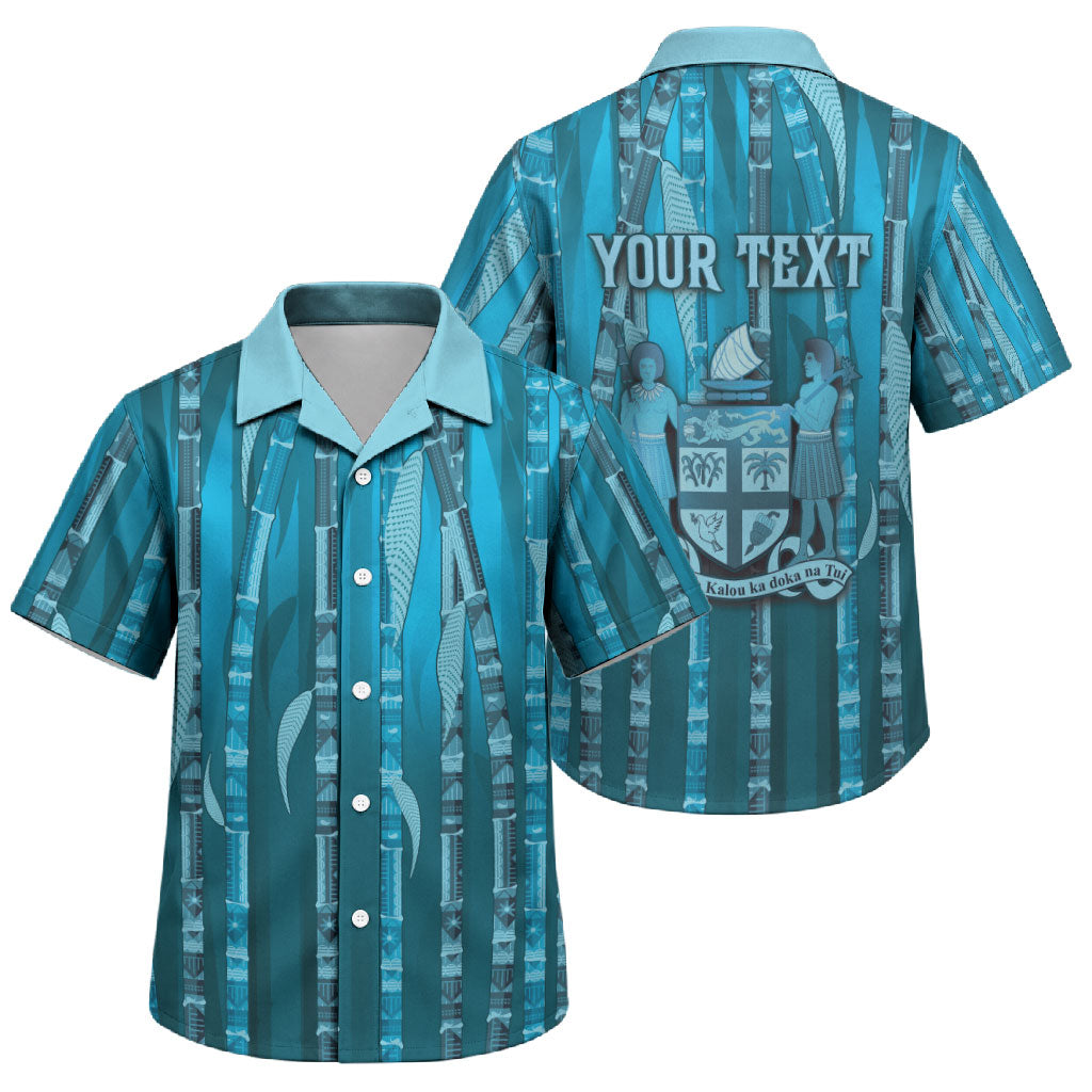 Personalised Fiji Language Week Sugarcane Masi Family Matching Tank Maxi Dress and Hawaiian Shirt Blue Tapa Tribal Pattern