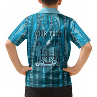 Personalised Fiji Language Week Sugarcane Masi Hawaiian Shirt Blue Tapa Tribal Pattern
