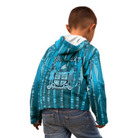 Personalised Fiji Language Week Sugarcane Masi Kid Hoodie Blue Tapa Tribal Pattern