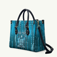 Personalised Fiji Language Week Sugarcane Masi Leather Bag Blue Tapa Tribal Pattern