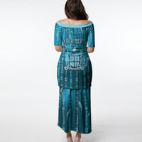 Personalised Fiji Language Week Sugarcane Masi Puletasi Blue Tapa Tribal Pattern