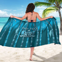 Personalised Fiji Language Week Sugarcane Masi Sarong Blue Tapa Tribal Pattern