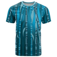 Personalised Fiji Language Week Sugarcane Masi T Shirt Blue Tapa Tribal Pattern