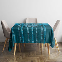 Personalised Fiji Language Week Sugarcane Masi Tablecloth Blue Tapa Tribal Pattern