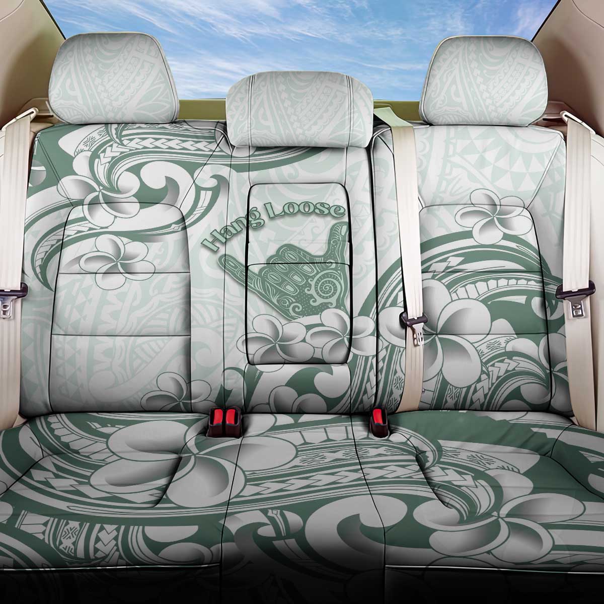 Aloha Hawaii Shaka Back Car Seat Cover Hang Loose Mint Version DT05 One Size Mint - Polynesian Pride