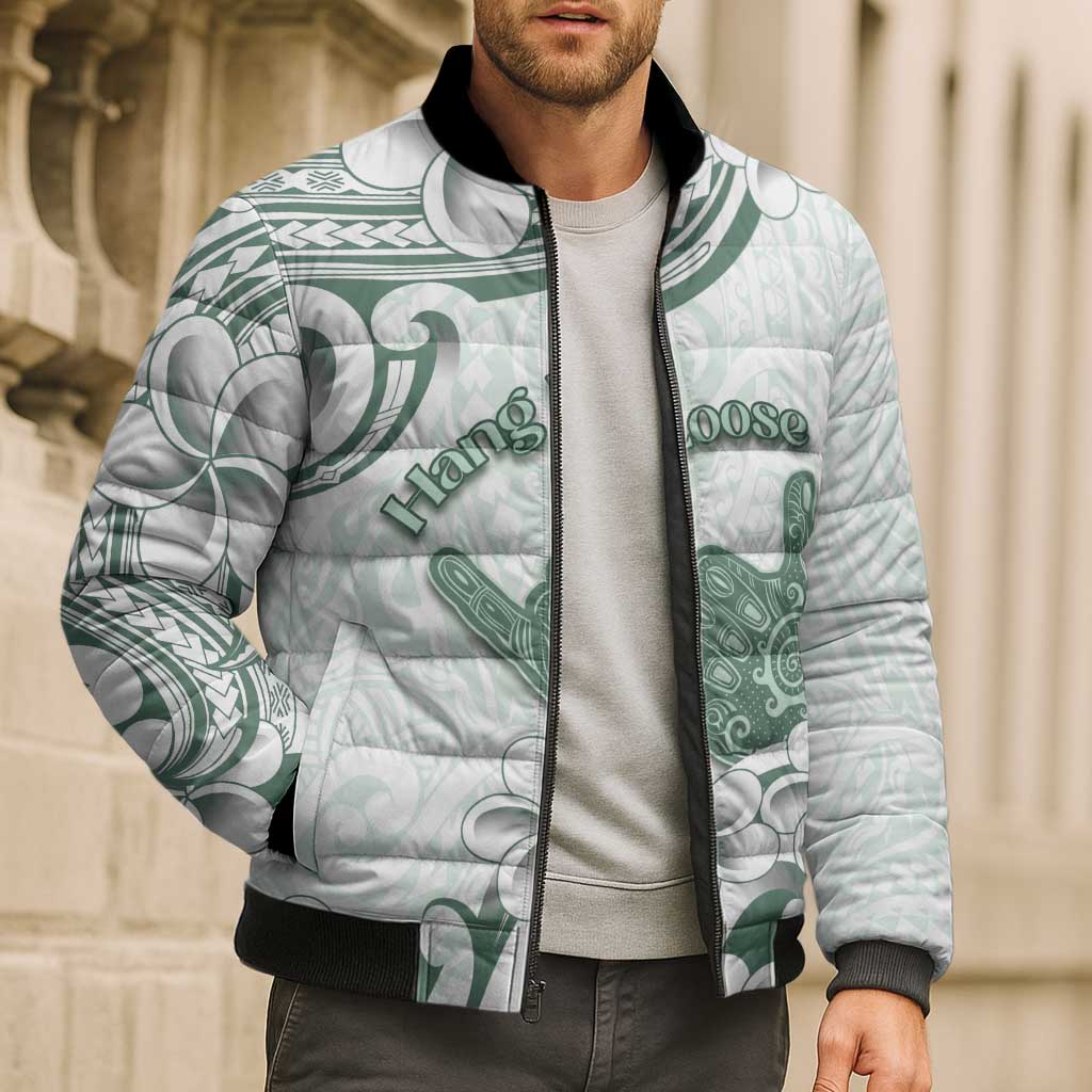 Aloha Hawaii Shaka Bomber Puffer Jacket Hang Loose Mint Version - Polynesian Pride