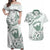 Aloha Hawaii Shaka Couples Matching Off Shoulder Maxi Dress and Hawaiian Shirt Hang Loose Mint Version - Polynesian Pride