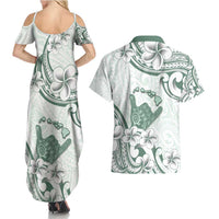 Aloha Hawaii Shaka Couples Matching Summer Maxi Dress and Hawaiian Shirt Hang Loose Mint Version - Polynesian Pride