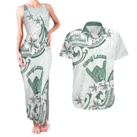 Aloha Hawaii Shaka Couples Matching Tank Maxi Dress and Hawaiian Shirt Hang Loose Mint Version - Polynesian Pride