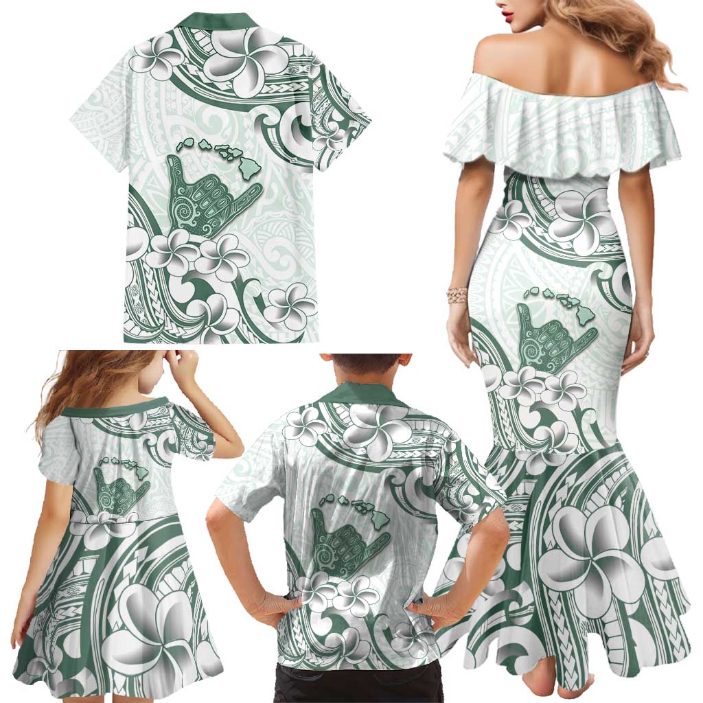 Aloha Hawaii Shaka Family Matching Mermaid Dress and Hawaiian Shirt Hang Loose Mint Version - Polynesian Pride