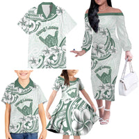 Aloha Hawaii Shaka Family Matching Off The Shoulder Long Sleeve Dress and Hawaiian Shirt Hang Loose Mint Version - Polynesian Pride