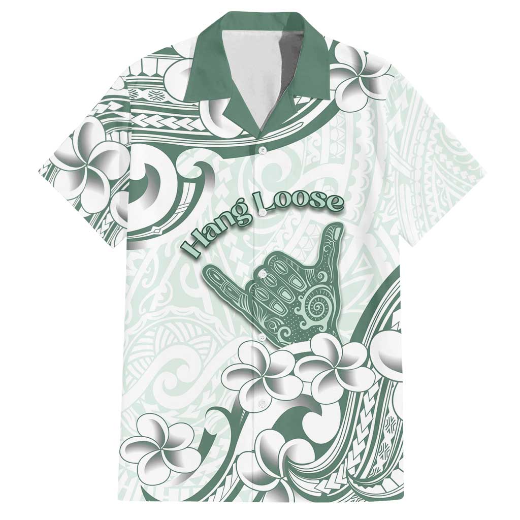 Aloha Hawaii Shaka Family Matching Off Shoulder Short Dress and Hawaiian Shirt Hang Loose Mint Version - Polynesian Pride