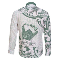 Aloha Hawaii Shaka Family Matching Off Shoulder Short Dress and Hawaiian Shirt Hang Loose Mint Version - Polynesian Pride