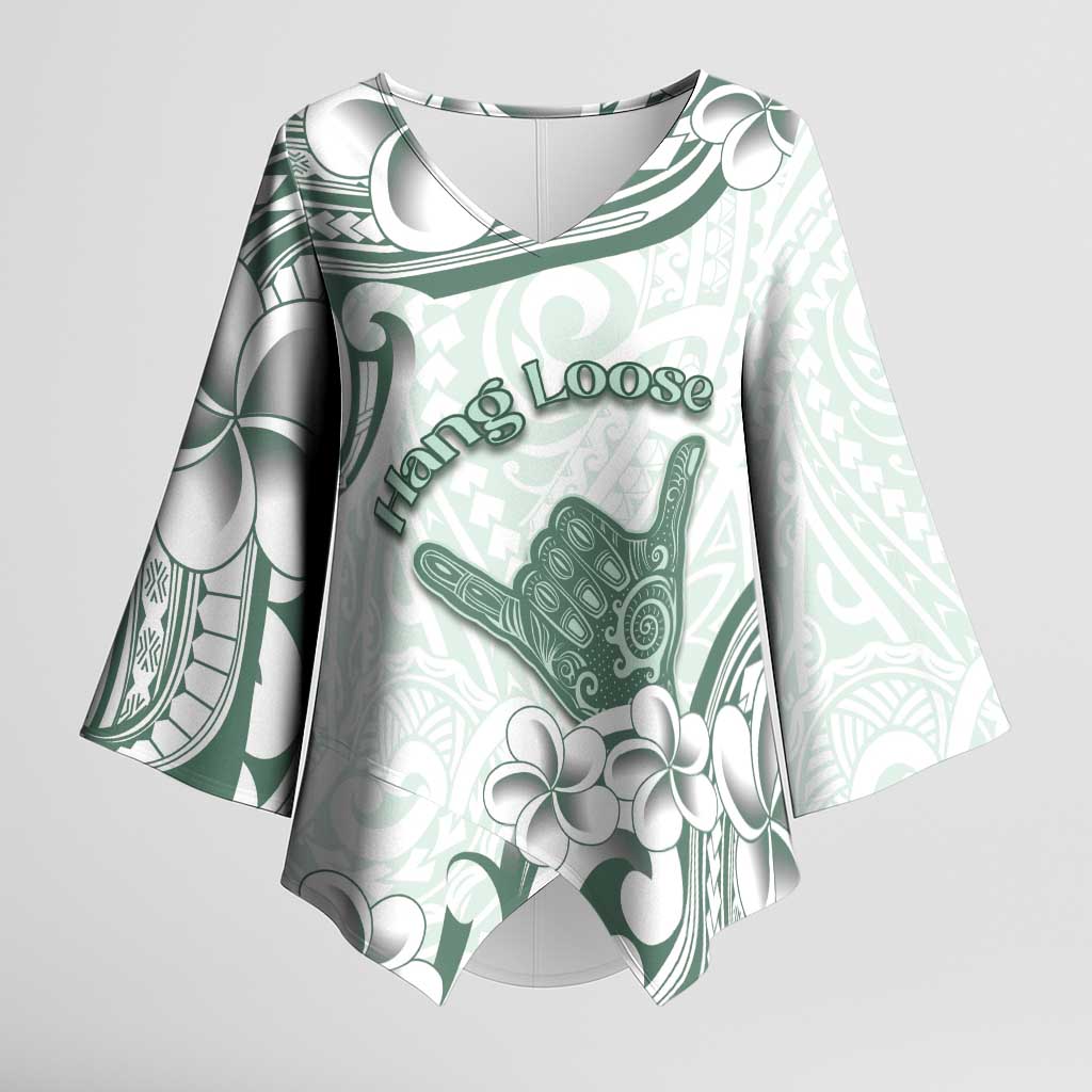 Aloha Hawaii Shaka Kimono Sleeve Blouse Hang Loose Mint Version - Polynesian Pride