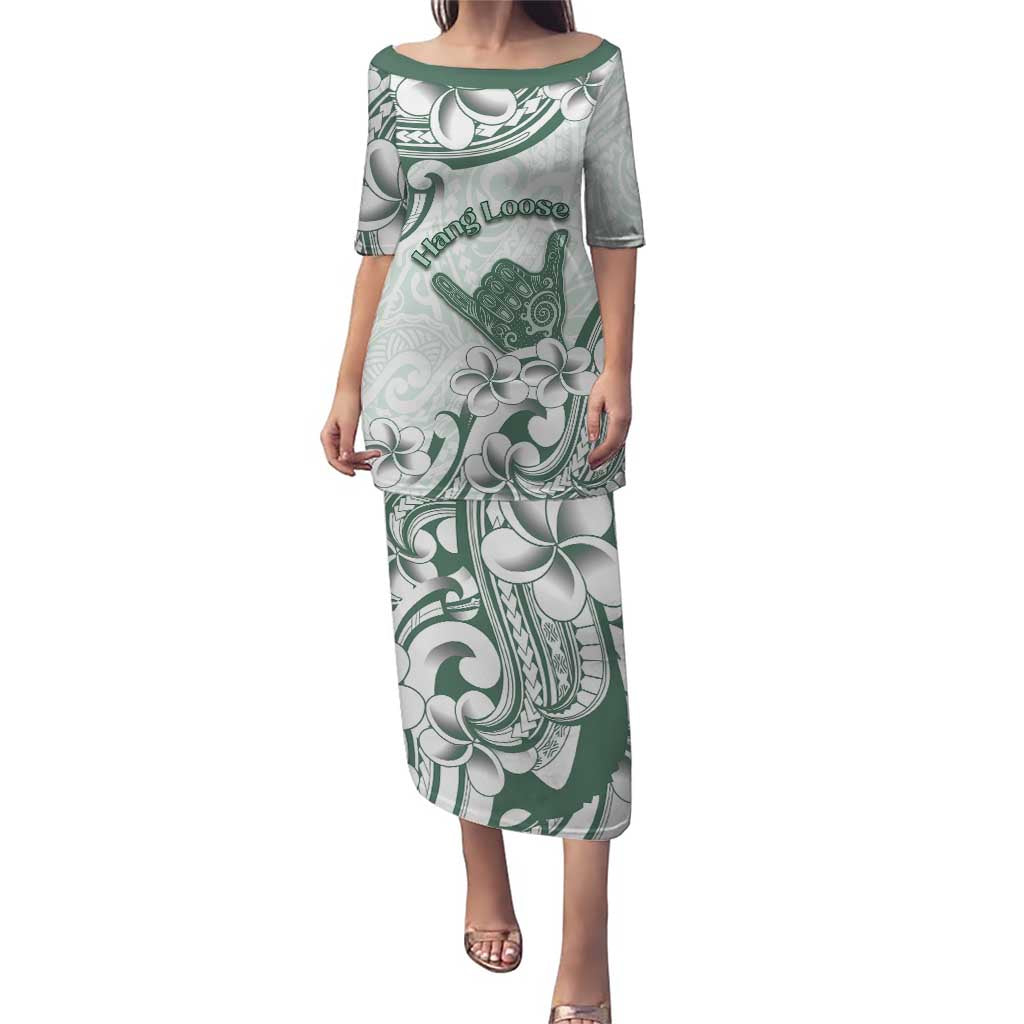 Aloha Hawaii Shaka Puletasi Hang Loose Mint Version DT05 Long Dress Mint - Polynesian Pride