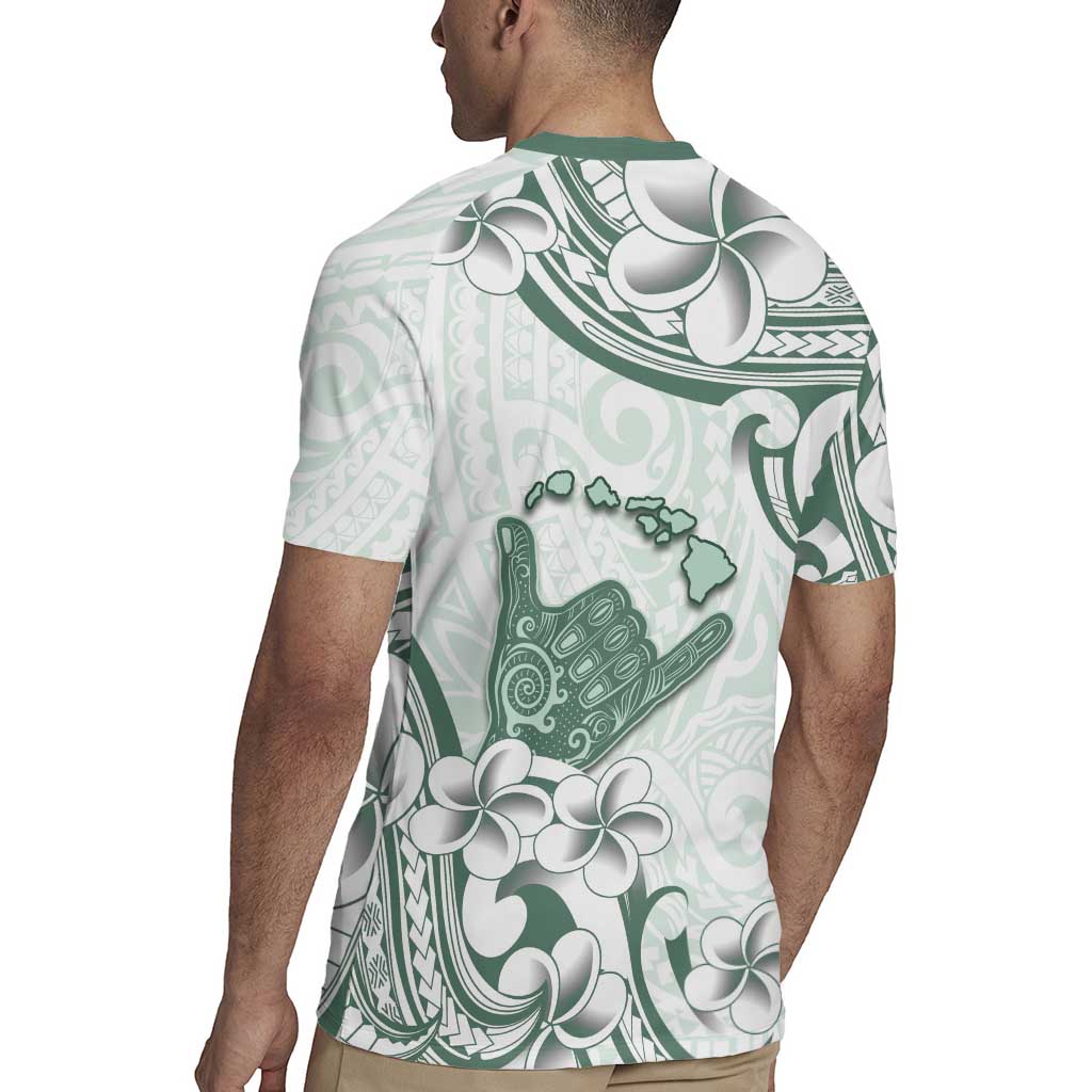 Aloha Hawaii Shaka Rugby Jersey Hang Loose Mint Version - Polynesian Pride
