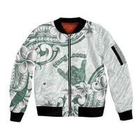Aloha Hawaii Shaka Sleeve Zip Bomber Jacket Hang Loose Mint Version DT05 Unisex Mint - Polynesian Pride
