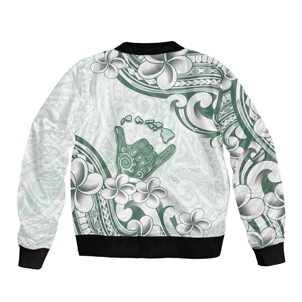 Aloha Hawaii Shaka Sleeve Zip Bomber Jacket Hang Loose Mint Version DT05 - Polynesian Pride