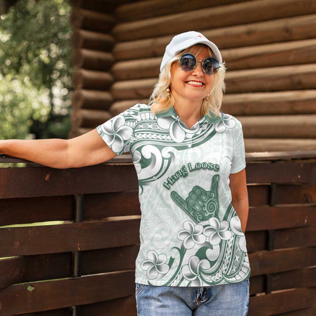 Aloha Hawaii Shaka Women Polo Shirt Hang Loose Mint Version - Polynesian Pride