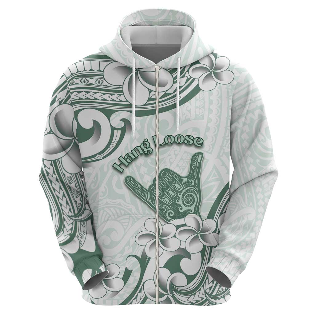 Aloha Hawaii Shaka Zip Hoodie Hang Loose Mint Version - Polynesian Pride