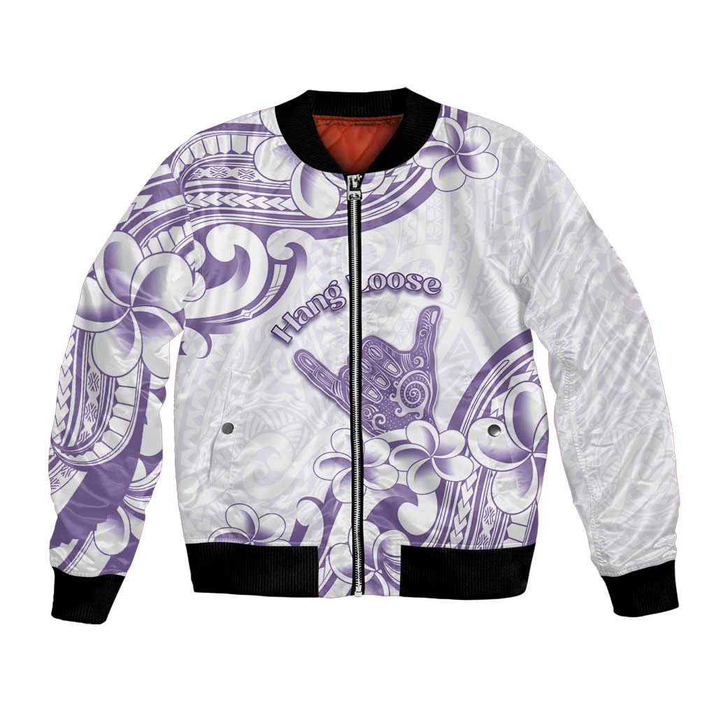 Aloha Hawaii Shaka Bomber Jacket Hang Loose Purple Version DT05 Unisex Purple - Polynesian Pride