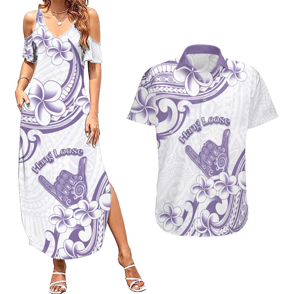 Aloha Hawaii Shaka Couples Matching Summer Maxi Dress and Hawaiian Shirt Hang Loose Purple Version - Polynesian Pride