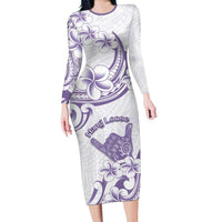 Aloha Hawaii Shaka Family Matching Long Sleeve Bodycon Dress and Hawaiian Shirt Hang Loose Purple Version - Polynesian Pride