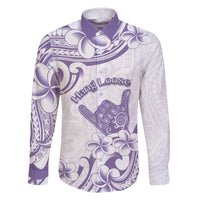 Aloha Hawaii Shaka Family Matching Off The Shoulder Long Sleeve Dress and Hawaiian Shirt Hang Loose Purple Version - Polynesian Pride